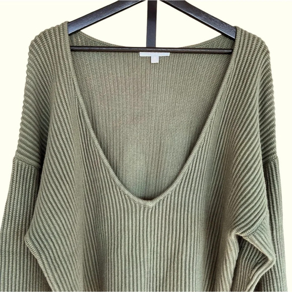 Lunya Cozy Cotton Silk Rib Sweater Reversible Hunter Green Medium Fall Classic - Picture 3 of 10